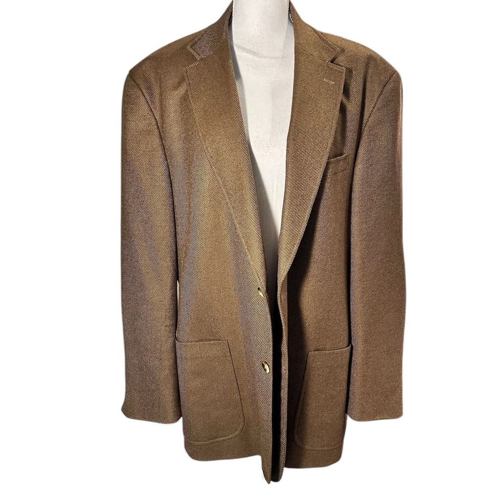 Nautica Mens Tan Lambswool Blazer with Suede Elbow Patches
